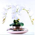 Arranjo 3 Orquídeas Artificiais em Terrário Rose Gold