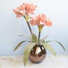 Arranjo Amarílis Artificial Rosa no Vaso Bronze Formosinha