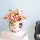 Arranjo Artificial de Rosas no Vaso Rose Gold Formosinha