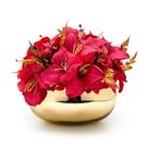 Arranjo Artificial Lírio Vermelho Decorativo Vaso Vidro Espelhado Dourado Arranjo Artificial Lírio Vermelho Decorativo Vaso Vidro Espelhado Dourado