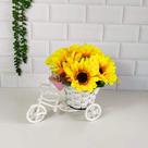 Arranjo Bicicleta Média C/ Flor Girassol Amarelo Artificial