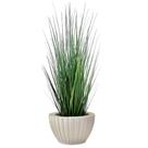 Arranjo Capim Artificial Planta Com Vaso Bacia Completo
