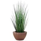 Arranjo Capim Artificial Planta Com Vaso Bacia Completo