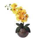 Arranjo Centro Mesa 1 Orquídea Artificial Vaso Elô