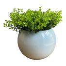 Arranjo Centro Mesa Vaso Branco Verdinho Artificial Completo