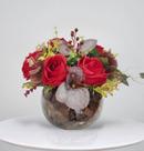 Arranjo Com Flores Artificiais Rosas Vaso Terrário