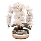 Arranjo de 3 Orquídeas Branca No Vaso Terrário de Vidro GG