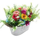 Arranjo De Flores Artificiais Coloridas Com Vaso 34Cm
