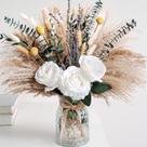 Arranjo de flores artificiais RoseTalk Elegant com vaso de capim-dos-pampas