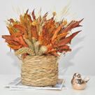 Arranjo de flores desidratadas cachepô de taboa com trigo chinês Arranjo de flores desidratadas cachepô de taboa com trigo chinês