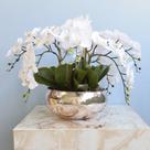 Arranjo de Flores Rosas Artificiais no Vaso Rose Gold Formosinha