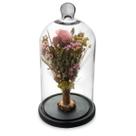 Arranjo de Flores Secas na Cúpula Rosa Redoma 30cm