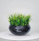 Arranjo de Folhagem Verde Artificial No Vaso Preto Grande