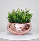 Arranjo de Folhagem Verde Artificial No Vaso Rose Gold Luxo