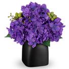 Arranjo de hortênsia artificial Briful Purple com vaso preto