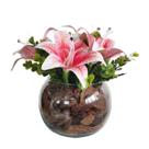 Arranjo de Mesa Decorativo Flores Artificiais Lírios e Vaso