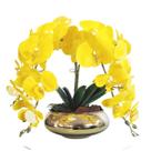 Arranjo E Vaso Centro de Mesa 4 Orquídeas Artificiais Amarel