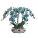 Arranjo E Vaso Centro de Mesa 4 Orquídeas Artificiais Azul
