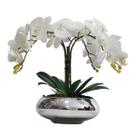 Arranjo E Vaso Centro de Mesa 4 Orquídeas Artificiais Brancas