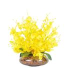 Arranjo E Vaso Vidro Flores Orquideas Artificiais Amarelas