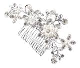Arranjo Enfeite Cabelo Noiva Prata Strass Perola Barato