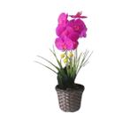Arranjo Flores Artificiais Orquídea Silicone Com Vaso Decoração
