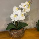 Arranjo Grande Centro de Mesa Orquídea Branca Artificial Vaso
