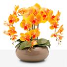 Arranjo Grande Orquídea Silicone 4 Hastes Vaso Vidro Mesa 8 Lugares