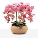 Arranjo Grande Orquídea Silicone 4 Hastes Vaso Vidro Mesa 8 Lugares