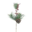 Arranjo Natalino 69cm com Pinhas e Bagas Brancas