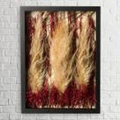 Arranjo no Quadro Flores Secas Capim dos Pampas 30x42