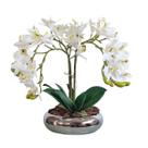 Arranjo No Vaso Prata Cascata de 4 Flores Orquídeas Brancas