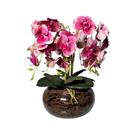 Arranjo Orquídea Artificial 9 Hastes Vaso Vidro Incolor
