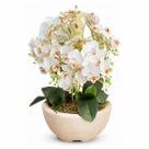 Arranjo Orquídea Silicone Toque Real 3D Vaso Decorativo Montado Centro de Mesa Flor Artificial Lilas