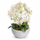 Arranjo Orquídea Silicone Toque Real 3D Vaso Decorativo Montado Centro de Mesa Flor Artificial Lilas
