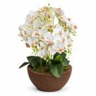 Arranjo Orquídea Silicone Toque Real 3D Vaso Decorativo Montado Centro de Mesa Flor Artificial Lilas