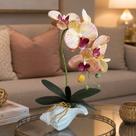 Arranjo Orquídea Vaso Artificial Decoração Enfeite Casa 40cm Arranjo Orquídea Vaso Artificial Decoração Enfeite Casa 40cm