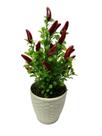 Arranjo Pimenta Artificial Pimenteira Vaso Branco