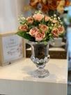 Arranjo Rosas Vaso Taça Transparente Luxo Delicado 3d