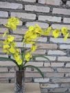 Arranjo Vaso Flores Orquidea Artificial Amarela Chuva Ouro