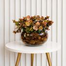 Arranjo vaso vidro incolor planta eucalipto outonado Arranjo vaso vidro incolor planta eucalipto outonado