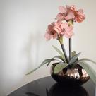 Arranjos de Amarílis Rosa Artificial no Vaso Bronze Formosinha