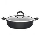 Arrozeira Tramontina Mônaco Induction Em Alumínio Antiaderente Starflon Premium Preto Com Tampa 28cm