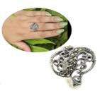Art Deco Boho Anel Oval Rendado Marcassita Prata 925 Indiano Prateado 19