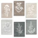 Arte de parede BINCUE Neutral Botanical Plant Canvas 6 peças 30x40cm