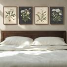 Arte de parede botânica emoldurada Cuspin Vintage Floral 4 peças