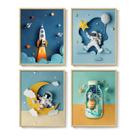 Arte de parede: Cuspin, astronauta espacial emoldurado para decoração de berçário
