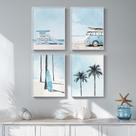 Arte de parede Cuspin Coastal Beach, tela de 4 peças, 28x36 cm