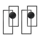Arte de parede de metal OYEFLY, decoração geométrica moderna, preta, 2 peças