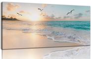 Arte de parede de praia CHUSHU ART Gold Sunset Ocean Canvas 50x100cm